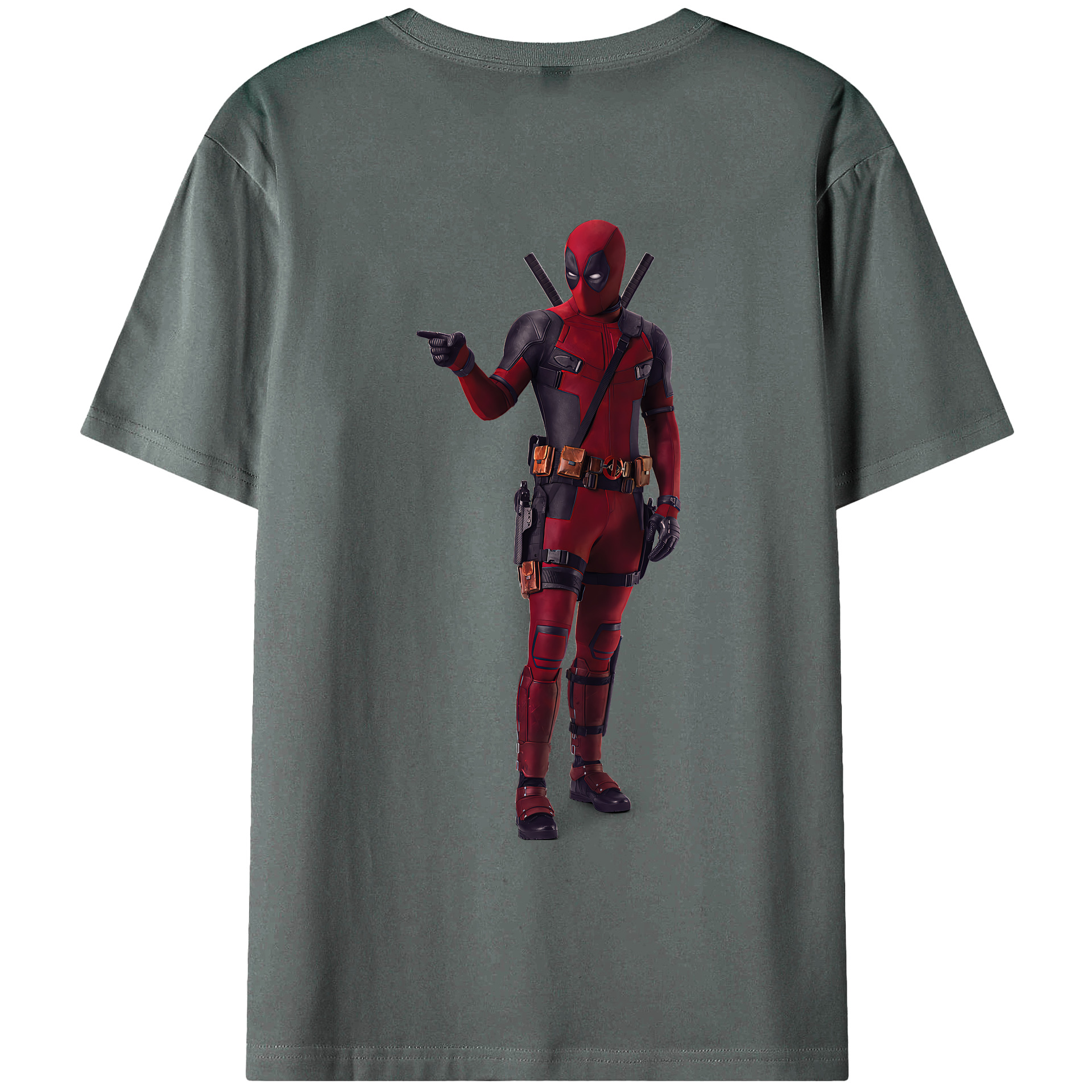 （画像用） Deadpool デッドプール 綿100％ メンズ半袖Tシャツ（バックプリント） 通気性